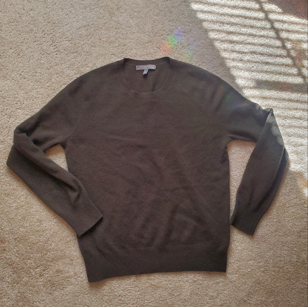 GUC Neiman Marcus Cashmere Collection Crewneck Sweater Olive Green Size L